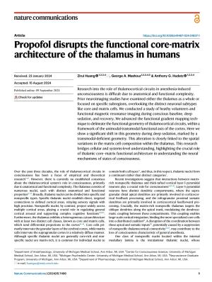 Propofol disrupts the functional core-matrix architecture of the ...